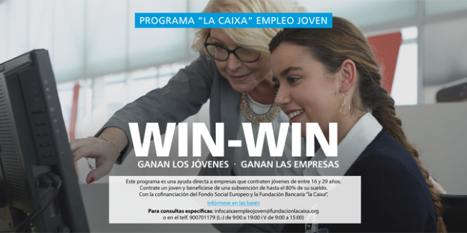 La Caixa apoya con ayudas a las empresas la contratación de jóvenes en Garantía Juvenil